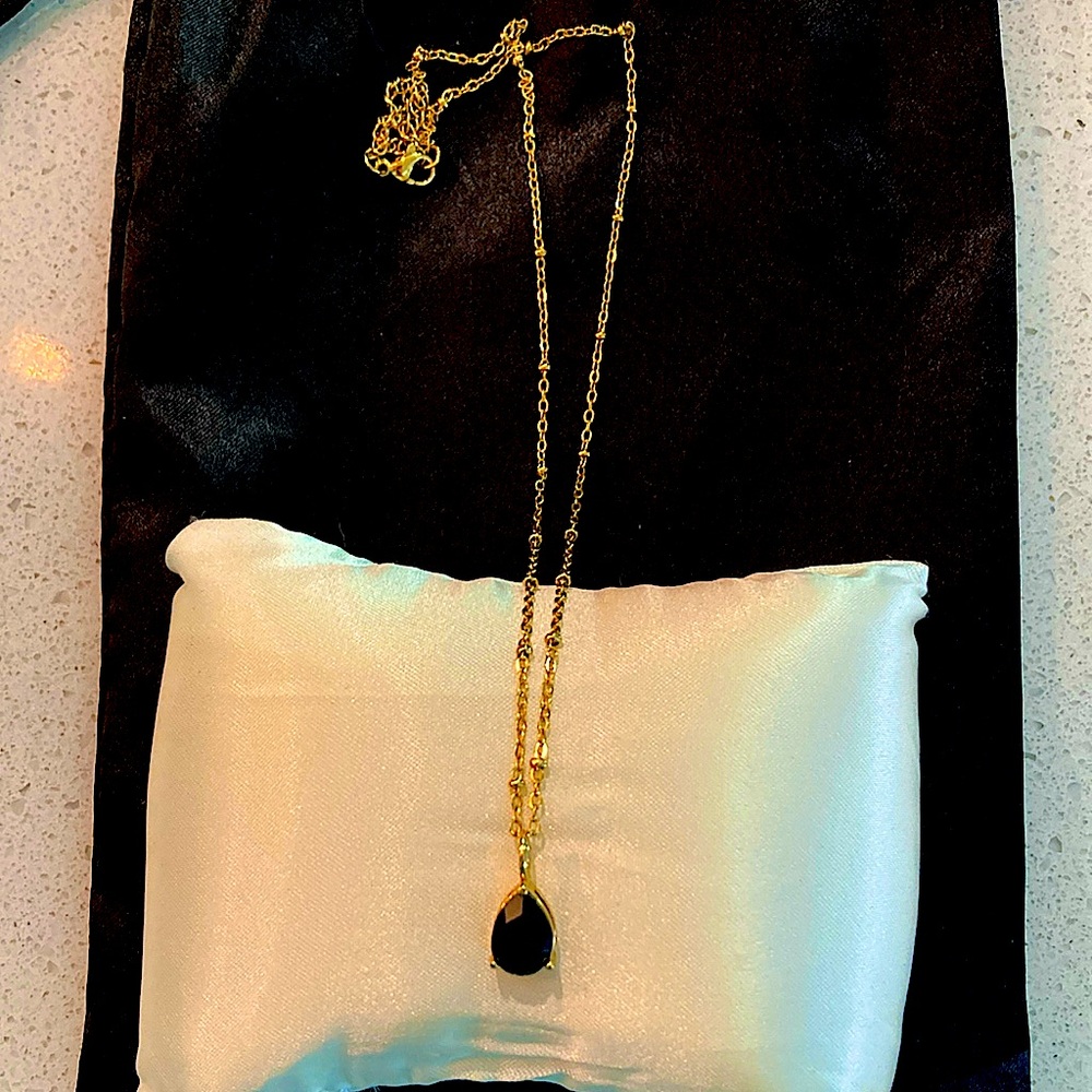 Costume Gold Necklace with black pendant